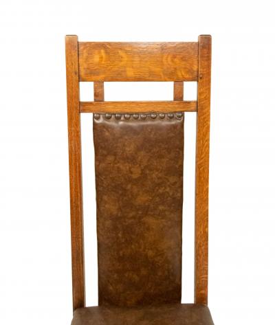 Pair of American Mission Oak Leather Side Chairs