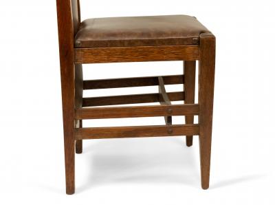 Pair of American Mission Oak Leather Side Chairs