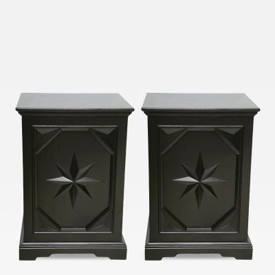 Pair of American Modern Black Lacquer Cabinets