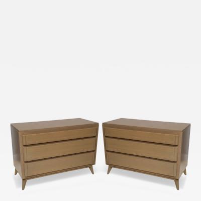 Pair of American Modern Cerused Oak Commodes