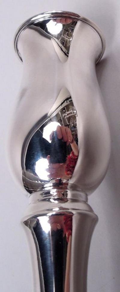 Pair of American Modern Georgian Sterling Silver Candlesticks