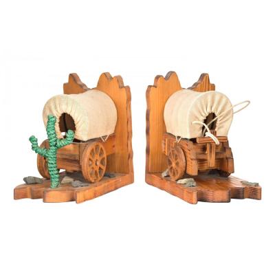 Pair of American Rustic Covered Wagon Bookends