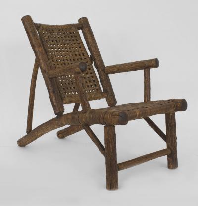 Pair of American Rustic Old Hickory style Low Slung Arm Chairs