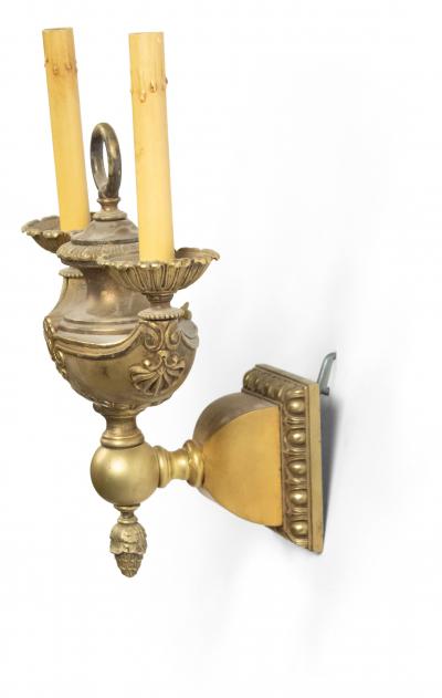 Pair of American Victorian Gilt Bronze Aladdin Lamp Wall Sconces