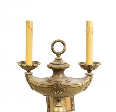 Pair of American Victorian Gilt Bronze Aladdin Lamp Wall Sconces