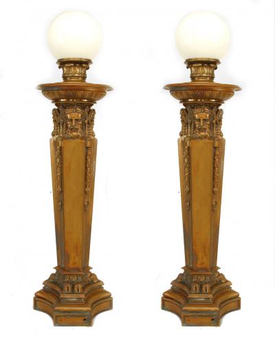 Pair of American Victorian Neo Classical Bronze Torchieres