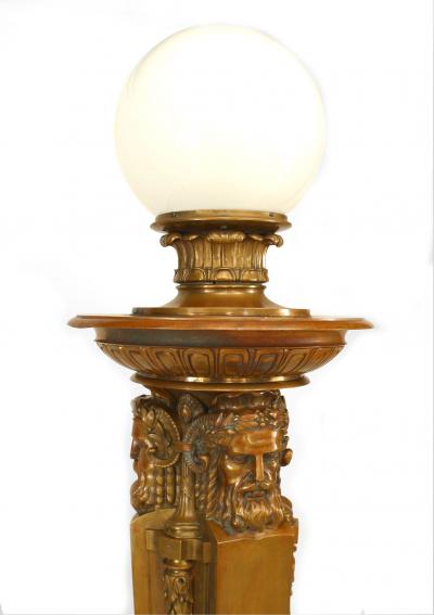 Pair of American Victorian Neo Classical Bronze Torchieres