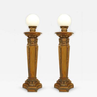 Pair of American Victorian Neo Classical Bronze Torchieres