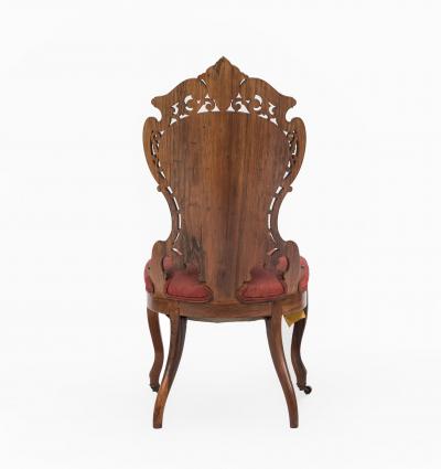 Pair of American Victorian Red Damask Side Chairs