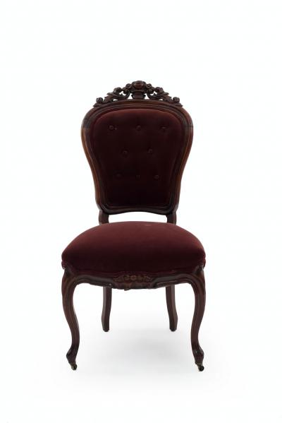 Pair of American Victorian Red Velvet Side Chairs