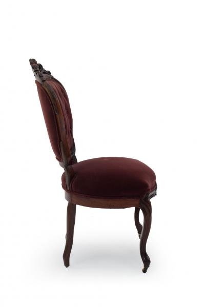Pair of American Victorian Red Velvet Side Chairs