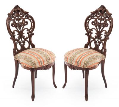 Pair of American Victorian Rosewood Side Chairs