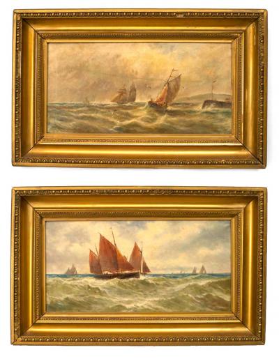 Pair of American Victorian Seascape Paintings