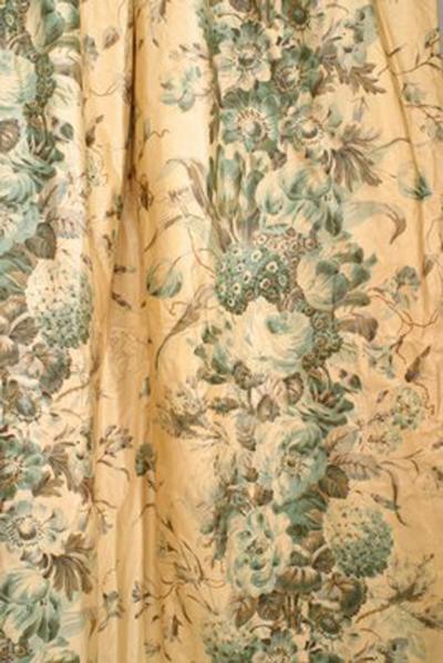 Pair of American Victorian Style Cream Chintz Floral Drapes