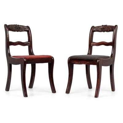 Pair of American Victorian Upholstered Seat Children Chairs