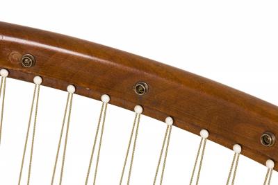 Pair of American Walnut and Beige Fabric Upholstered Petite Lounge Armchairs