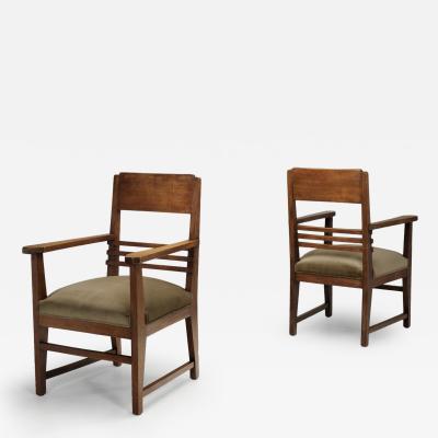 Pair of Amsterdamse School Armchairs The Netherlands ca 1920s