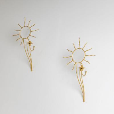 Pair of Andr Dubreuil 1951 Soleil Wall Appliqu s France designed in 1987