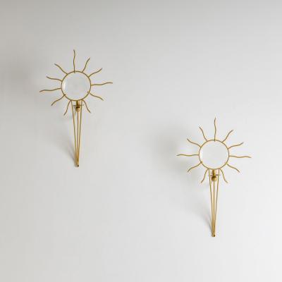 Pair of Andr Dubreuil 1951 Soleil Wall Appliqu s France designed in 1987