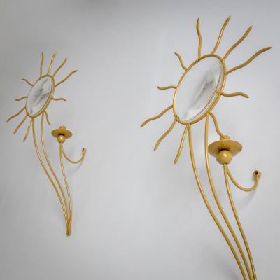 Pair of Andr Dubreuil 1951 Soleil Wall Appliqu s France designed in 1987