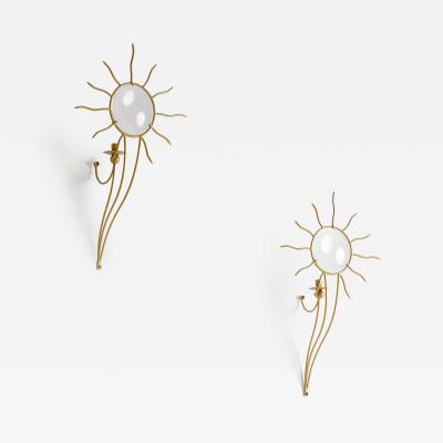 Pair of Andr Dubreuil 1951 Soleil Wall Appliqu s France designed in 1987