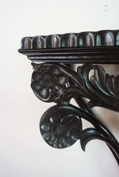 Pair of Anglo Ceylonese Carved Ebony Wall Brackets or Shelves