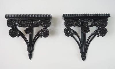 Pair of Anglo Ceylonese Carved Ebony Wall Brackets or Shelves