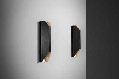 Pair of Angular Lacquered Metal Wall Lamps Europe Mid 20th Century