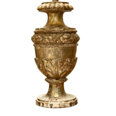 Pair of Antique 18th C Giltwood Urn Form Mantle Lamps