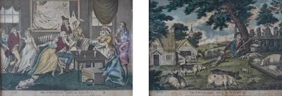 Pair of Antique 18th C Prodigal Son Returns Engraving Prints Framed