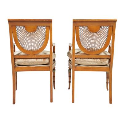 Pair of Antique Angelica Kauffman Style Regency Arm Chairs