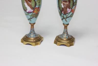 Pair of Antique Art Nouveau Enamels Vases 1900 France