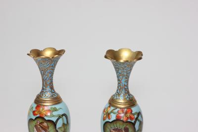 Pair of Antique Art Nouveau Enamels Vases 1900 France