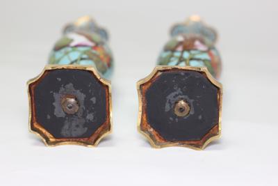 Pair of Antique Art Nouveau Enamels Vases 1900 France