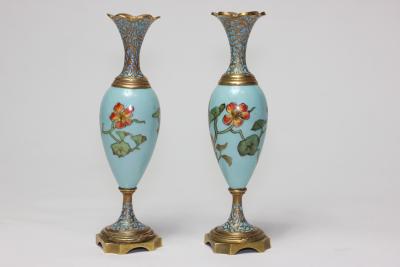 Pair of Antique Art Nouveau Enamels Vases 1900 France