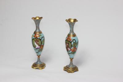Pair of Antique Art Nouveau Enamels Vases 1900 France