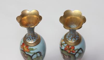Pair of Antique Art Nouveau Enamels Vases 1900 France