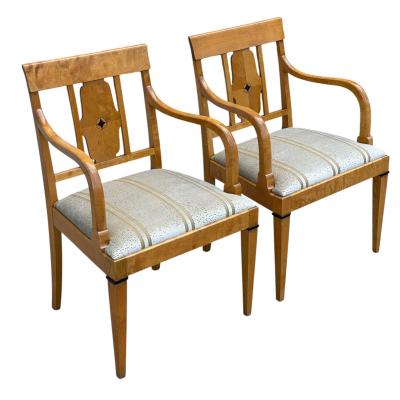 Pair of Antique Austrian Biedermeier Style Arm Chairs