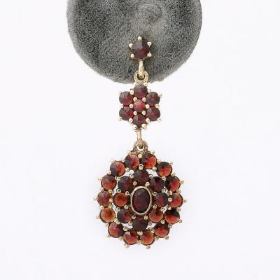 Pair of Antique Bohemian Garnet Earrings in Silvered Gilt Settings