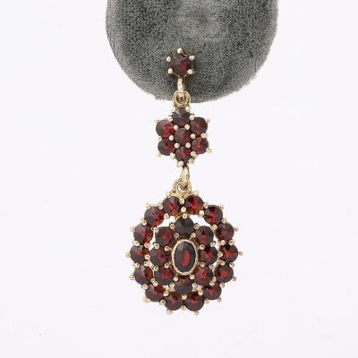 Pair of Antique Bohemian Garnet Earrings in Silvered Gilt Settings