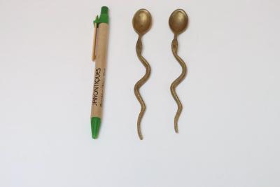 Pair of Antique Brass Snake Form Serpentine Demitasse Spoons