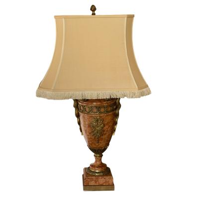 Pair of Antique Bronze Mounted Sienna Marble Serpent Table Lamps