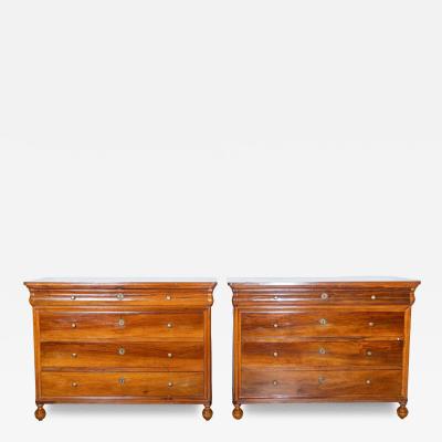 Pair of Antique Charles X Chests Of Drawers In Walnut Italy 19th