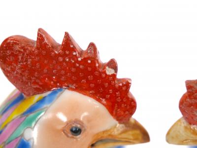 Pair of Antique Chinese Export Porcelain Roosters