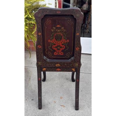 Pair of Antique Chinoiserie Decorated Chinese Hall Chairs