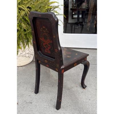 Pair of Antique Chinoiserie Decorated Chinese Hall Chairs