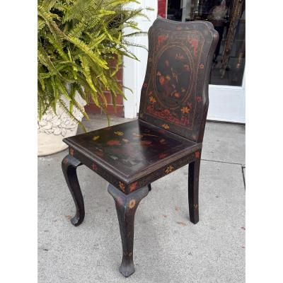 Pair of Antique Chinoiserie Decorated Chinese Hall Chairs