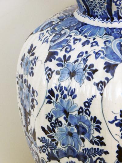 Pair of Antique Dutch Delftware Blue White Double baluster Lamps