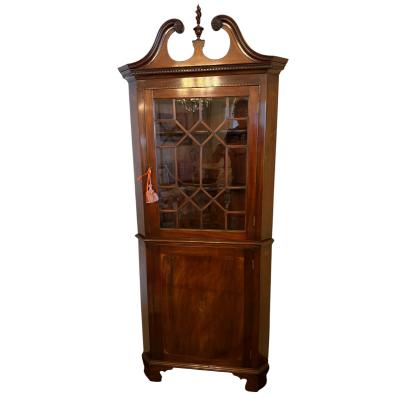 Pair of Antique Early 19c Chippendale Style Corner Cabinets
