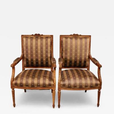 Pair of Antique Early 19c Regency Walnut Arm Chairs